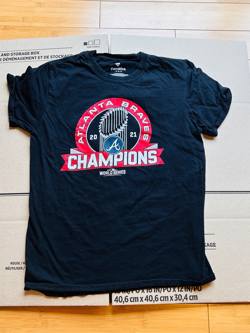 Fanatics Black Atlanta Braves 2021 Champions Tee with Red & White Logo